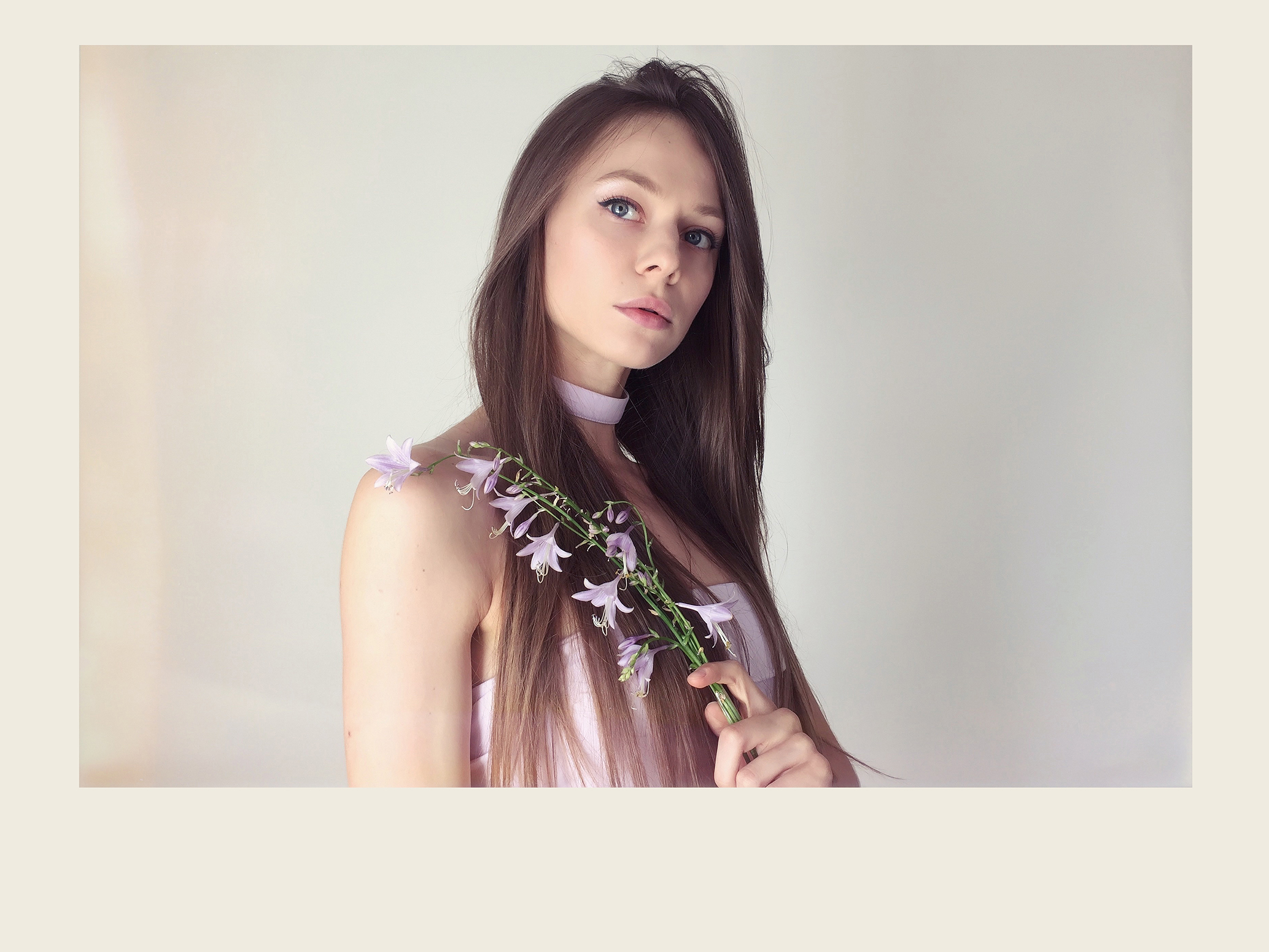fashion blogger, model, artist Tanya She in lilac